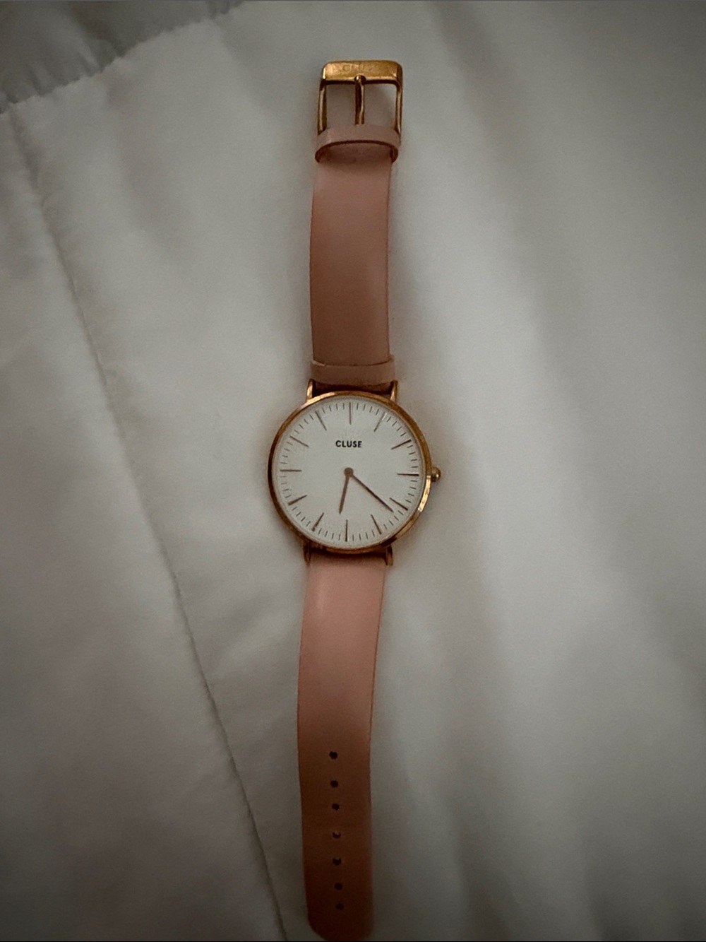 Cluse Minimalist Pink Leather Watch with Gold Case